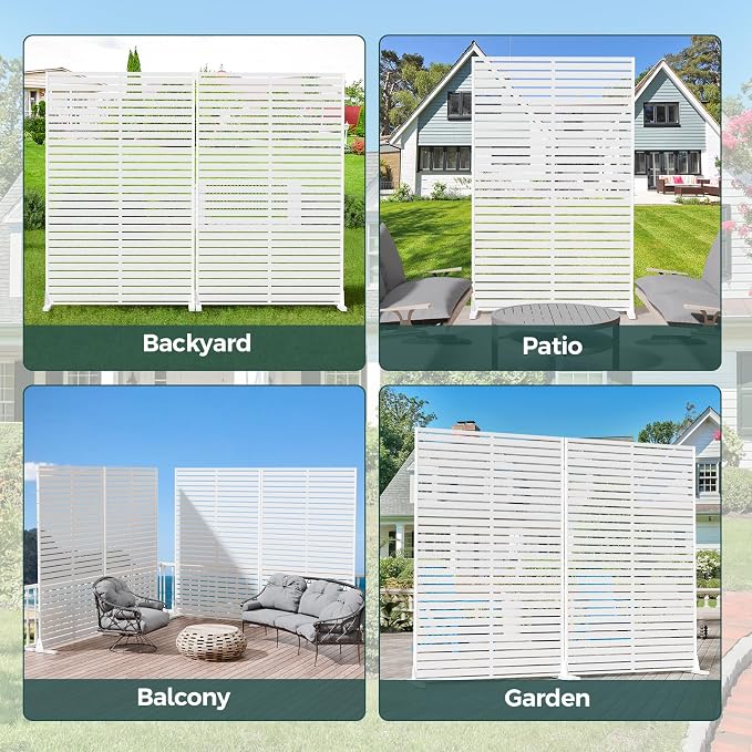 Privacy Fence Screen Outdoor Freestanding Privacy Panel, 72" H×47" W HDPE Decorative Panels with Stand, Room/Garden Divider, Outdoor Privacy Screen for Patio,Deck, Balcony, Pool