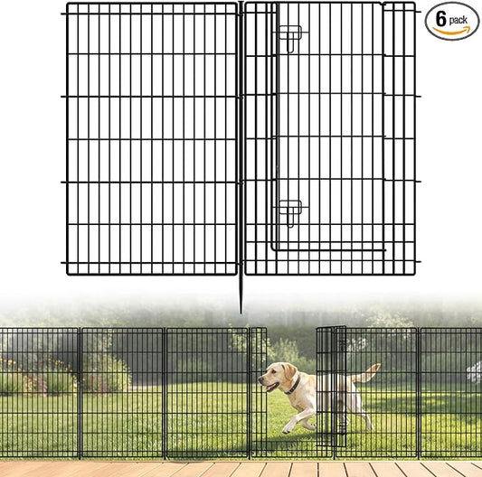 INJOPEXI Decorative Garden Fence 6 Panels 13ft (L)×42in (H) Animal Barrier Fences with 5 Panels + 1 Gate, No Dig Garden Fencing Rustproof Metal Wire Temporary Rabbit Dog Fence for Patio Outdoor Yard