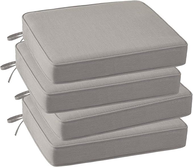 Outdoor Sunbrella Square Corner Seat Cushion, 18.5"x16"x3", Set of 4, Non Slip Outdoor Seat Cushion Pads with Removable Cover for Patio Furniture, Garden Yard Lawn, Specrtum Pebble