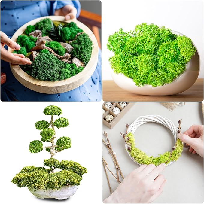 uxcell Preserved Reindeer Moss, 17.6oz Fake Moss for Crafts Artificial Dried Moss for Decoration Terrariums Potted Plants, Purple