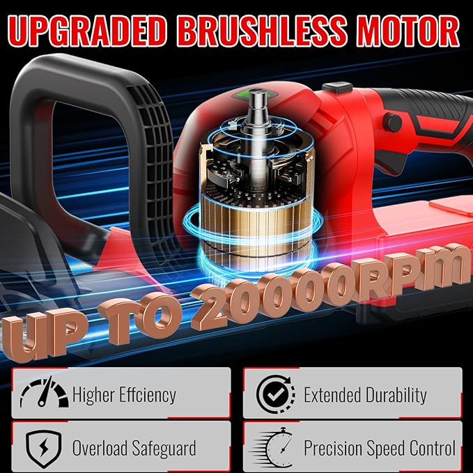 22-INCH Cordless Hedge Trimmer with Rotatable Handle Compatible with Milwaukee M18 Battery, Brushless Motor Trimmers Battery Powered, Electric Hedge Trimmer Cordless Bush Trimmers for Garden-ONLY TOOL