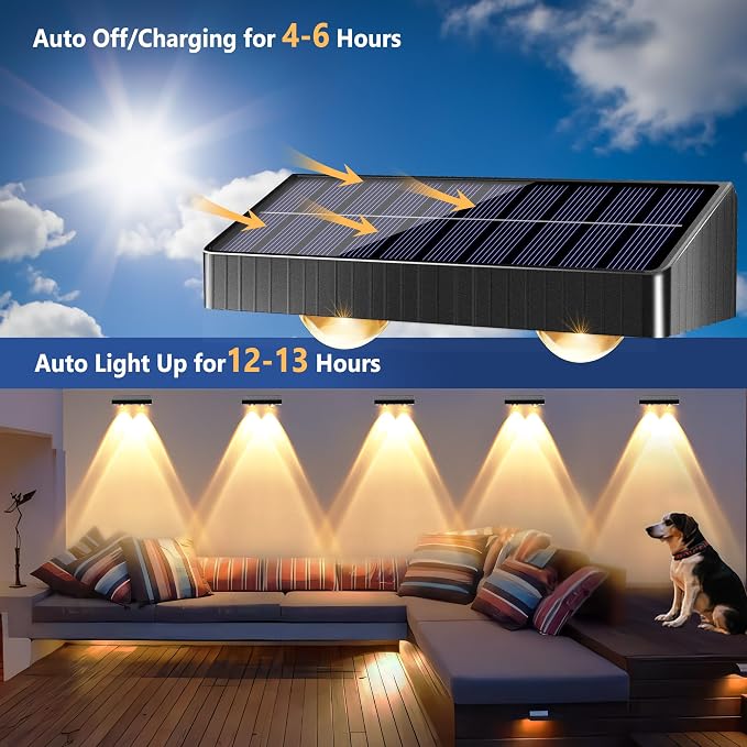 Brizled Solar Fence Lights Outdoor, 12 Pack 6 Modes 2700/4500/6500K 250ml Fence Solar Lights, IP65 Waterproof Outdoor Wall Light Landscape Lighting for Backyard Garden Patio Deck Railing Wall Poolside