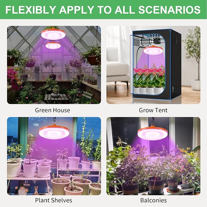 96 LED Solar Grow Lights Battery Powered, Full Spectrum Hanging Grow Light for Indoor Outdoor Plants with Timer, Solar Plant Lamp for Greenhouse with Remote Control, 2 Charging Way, 16.6FT Cord