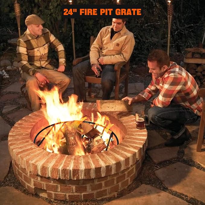 onlyfire Round Fire Pit Grate with 4 Legs for Outdoor Campfire Grill Cooking, 24 Inch