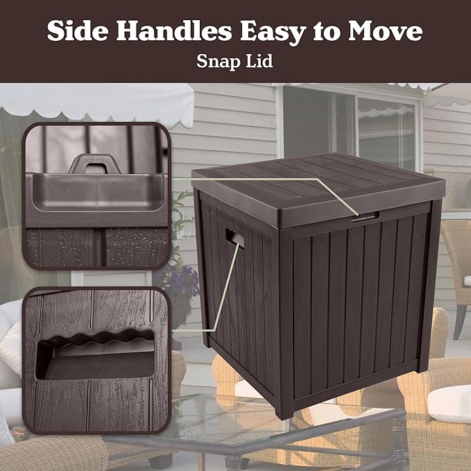 Outdoor Storage Box - 50 Gallon Deck Box for Pool Accessories or Patio Furniture Cushions - Deck Boxes Outdoor Waterproof Fade-Resistant Package Delivery Boxes for Outside by Pure Garden (Coffee)
