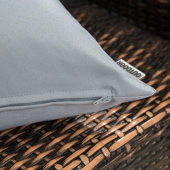 MIULEE Pack of 2 Decorative Outdoor Waterproof Pillow Covers Rectangular Garden Cushion Sham Throw Pillowcase Summer Shell for Spring Patio Tent Couch 12x20 Inch Light Grey
