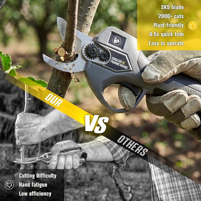 Electric Pruning Shears for DeWalt 20V Battery, Brushless Cordless Trimmer Branch Cutter with SK5 Blades, Adjustable Cutting Diameter 0.8-1.2 Inch for Garden Tree Pruner Branch(Tool Only)