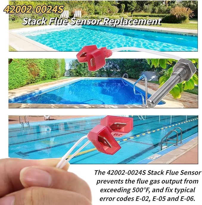 42002-0024S Stack Flue Sensor 42001-0063S High Limit Switch & 42001-0053S Heater Thermistor Compatible with Pentair Pool and Spa Heaters