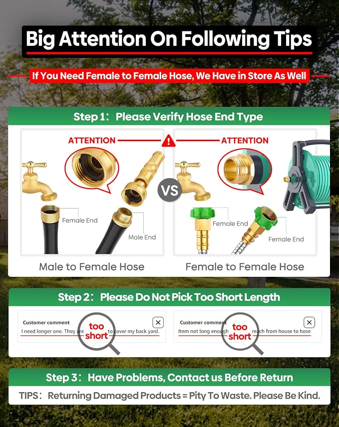 Short Metal Garden Hose 3 ft Connector, Stainless Steel Small Hose Extension Adapter for Hose Reel, Long, Flexible, Lightweight & Heavy Duty Water Pipe, No Kinking Outdoor Water Hose for Yard, 3 Feet