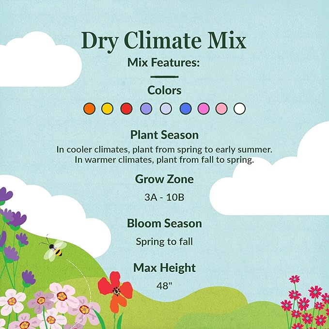 Ferry Morse Wildflower Seeds Mix - Non-GMO, Perennial & Annual, Dry Climate, Wild Flower Mix - 1 lb
