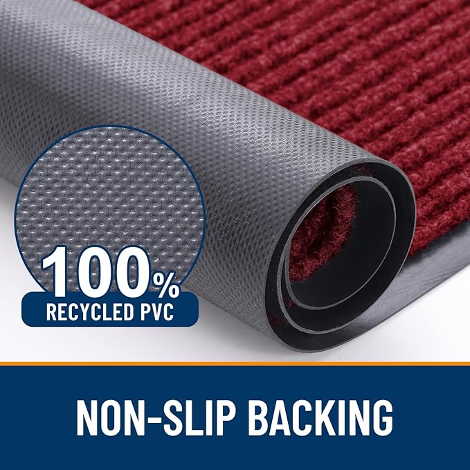 OLANLY Front Door Mat Indoor Outdoor Entrance, 2-Pack 29.5 x 17 Inch, Waterproof Heavy Duty Doormat, Fade Resistant, Low Profile, Easy Clean Patio Porch Welcome Floor Mats for Entry, Wine Red