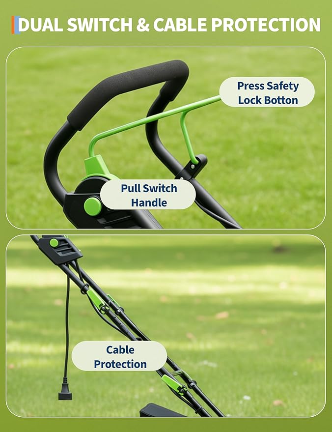 Electric Lawn Dethatcher Scarifier 15.5 Amp, 14-Inch Corded Dethatcher with 14.5 gal Collection Bag, 5-Position Depth Adjustment, 2-in-1 Aerator with Carbon Steel Blades for Spring Fall Lawn Care
