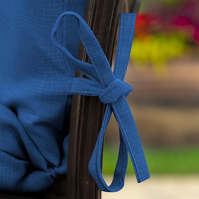 Arden Outdoor Midback Chair Cushion, 18 x 16.5, Rain-Proof, Fade Resistant Cobalt Blue Texture