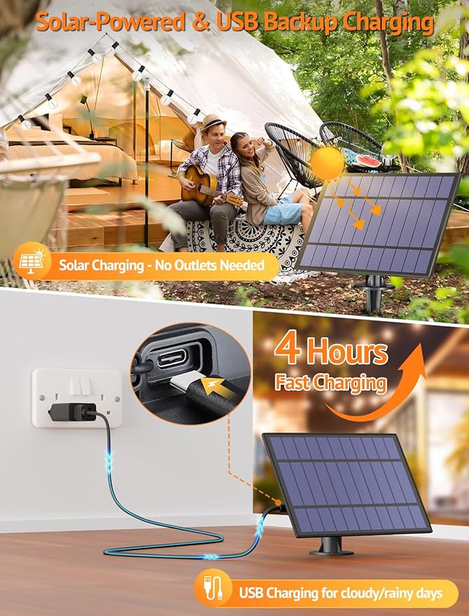 Larkvue 25FT Solar String Lights Outdoor with Remote, Waterproof Dimmable 3 Modes Patio Lights with 10+1 LED Shatterproof G40 Bulbs for Backyard-Black