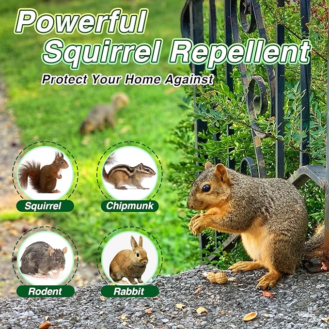 24 Pack Squirrel Repellent for Attic, Car Engines, Garden & Home Rodent Repellent Squirrel Deterrent for Outdoor & Indoor Use Keep Squirrels Away from Wires, Walls, Garages & More