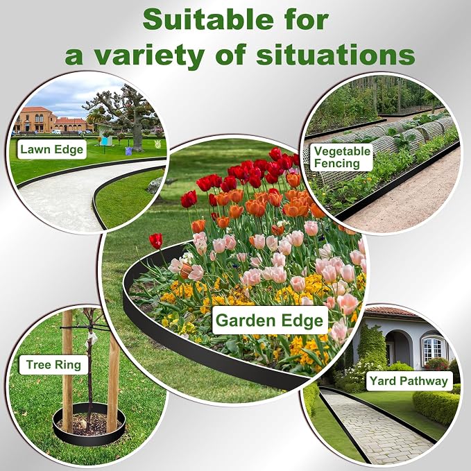 3 Inch x 50FT Garden Edging Border, Plastic Edging for Landscaping with 75pcs Spikes