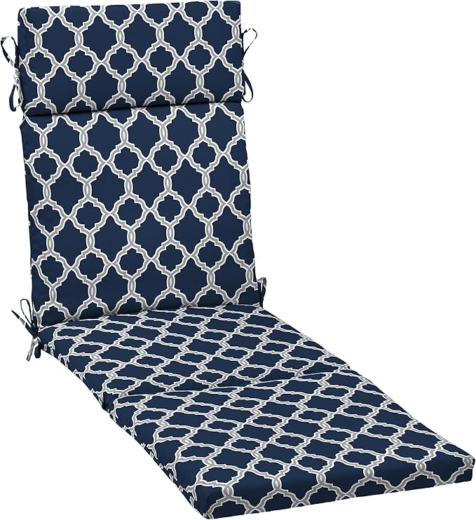 Arden earthFIBER Outdoor Chaise Cushion, 21 x 72, Rain-Proof, Fade Resistant, Cushion for Chaise Lounger Sapphire Blue Garden Trellis