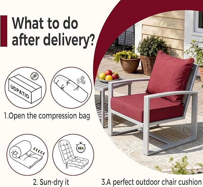 Art Leon Waterproof Outdoor Seat Cushion 24"x 24" 30D High Density Foam Patio Chair Cushions with Non-Slip Backing Patio Cushions for Patio Furniture Porch Swing Garden Bench Camping Stadium Red