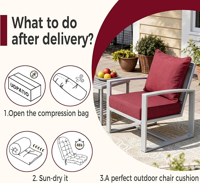 Art Leon 22x 24 Outdoor Seat Cushion 28D High Density Foam Patio Chair Cushions with Non-Slip Backing Patio Cushions for Patio Furniture Porch Swing Garden Bench Camping Stadium Red