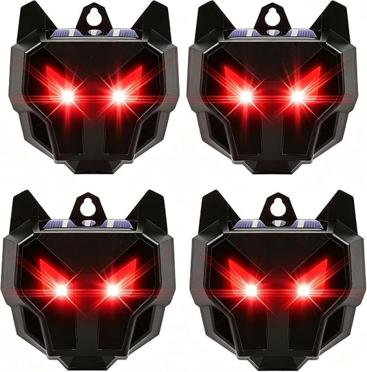 4 Pack Upgraded Coyote Deterrent Solar Predator Eyes Animal Repellent Outdoor Red LED Predator Light Deterrent for Deer,Fox, Raccoon,Skunk, Night Sentry for Chicken Coop,Yard,Garden & Farm Protection