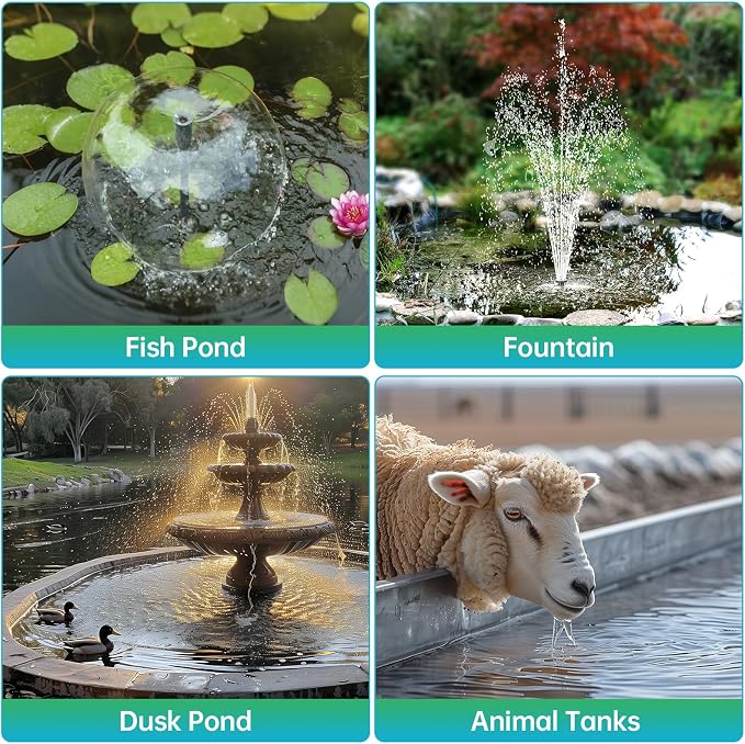 Antfraer 40W Solar Pond Filter with Water Pump, Pond Filter Box with Pond Filter Box, Pond Pump with 6.6ft Clear Tubing for Outdoor Pond Waterfall Garden Fountain Water Feature