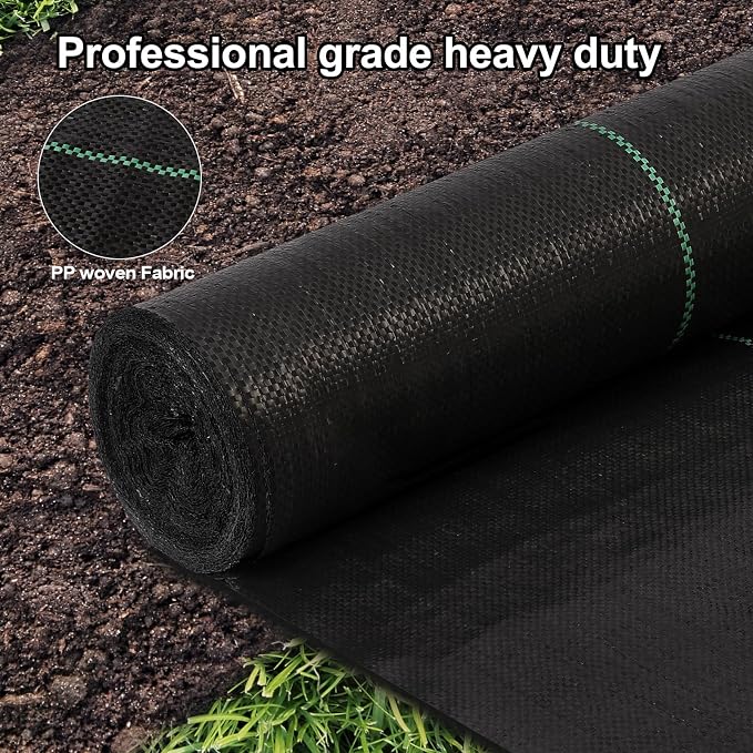 Jevrench 3.2oz Weed Barrier Landscape Fabric Heavy Duty, 6ft x 250ft Premium Garden Landscaping Fabric, Ground Cover Weed Control Fabric Outdoor Weed Mat Garden Lawn Fabric