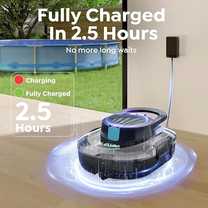 2026 TALOSBO S1 Pro Cordless Pool Cleaner – Dual Motor Suction, 120-Min Runtime, Fast Charging, Large-Capacity Filter Basket & Smart Self-Parking for Above-Ground Pools Obsidian