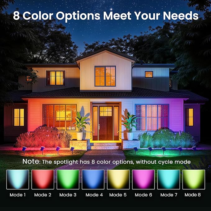 Color Changing Solar Spot Lights Outdoor Waterproof IP65,9 Lighting Modes Multicolor RGB Christmas Spotlight for Porches Yard Gardens Landscape Deconrations-6 Pack