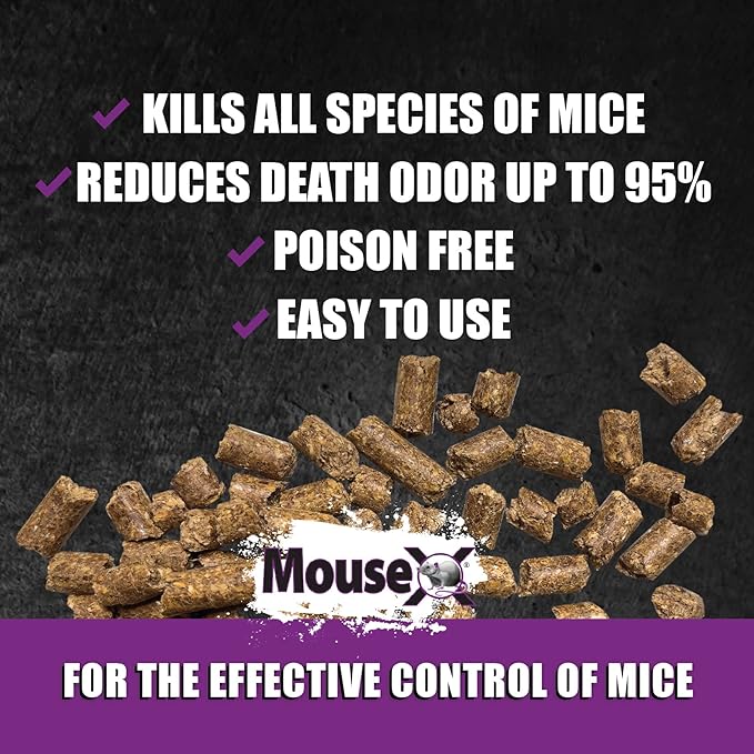 MouseX 1lb Bag, All-Natural Poison Free, Effective Against All Species of Rats and Mice - EcoClear Products
