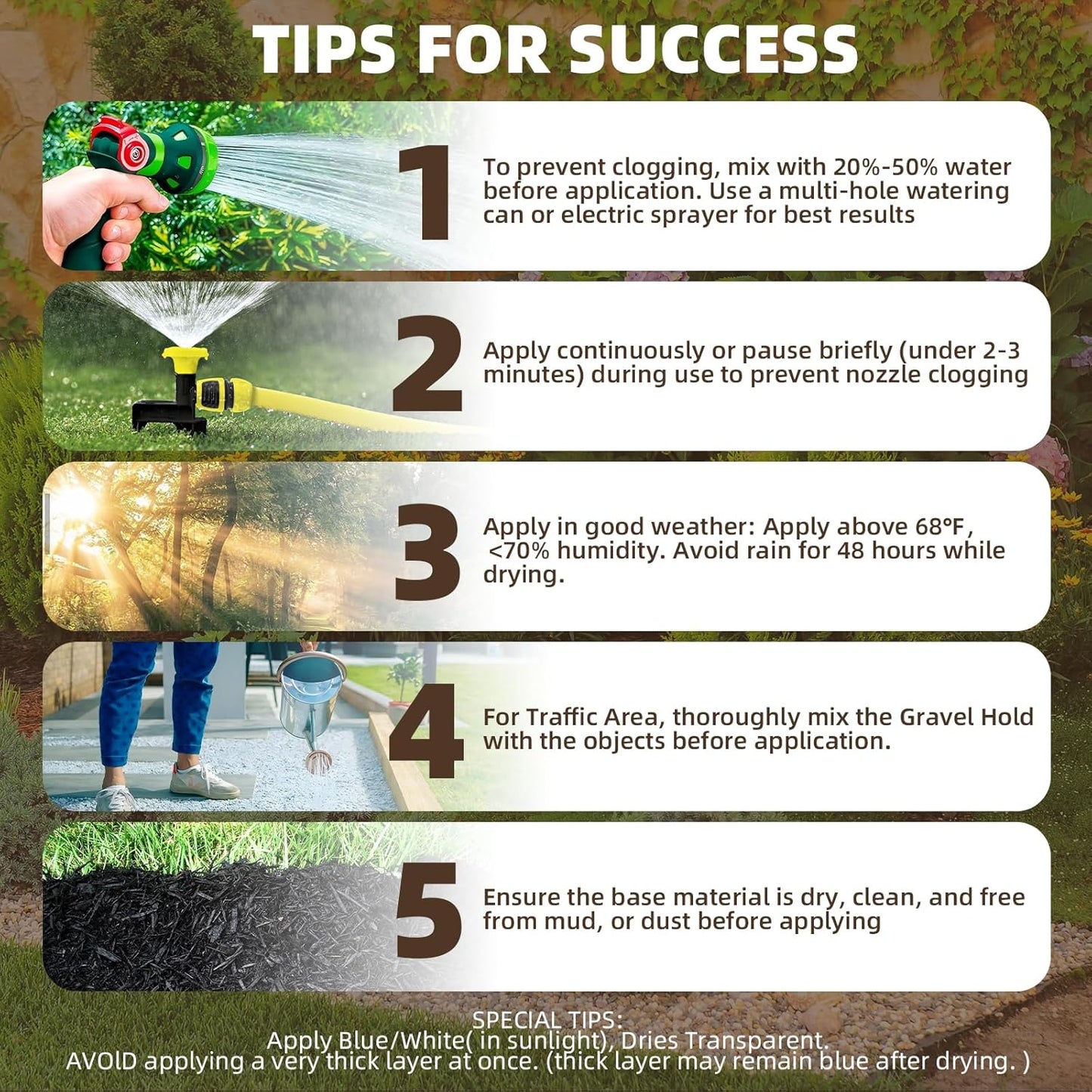 Rock Glue, Mulch Glue 2Gallon Long-Lasting Dries-Clear Strong Pea Gravel Binder for Pebble Fast-Drying Pebble Glue&Gravel Hold Mulch for Landscaping, Pine Straw, Outdoor Strong Stone Hold