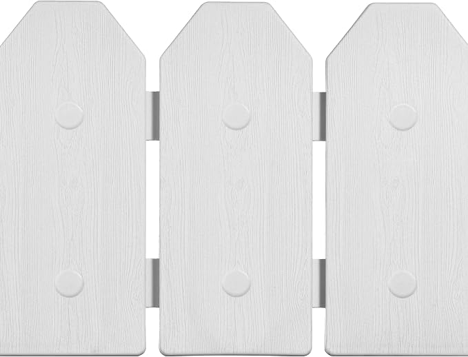 Evelyne Garden Border Edging: Wooden Grain Fence Dog Ear Design - Landscaping Fence Liner Lawn Edge Barrier - Decorative Lawn Landscape Panels Elements -Landscaping Edging (White, 10ft.)