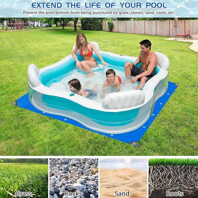 21 Ft Pool Liner Pad for Above Ground Pools, Thickened Pool Mat Tarp for Under Pool, Dual-Color Pool Ground Pad Cloth Floor Mat for Pool Bottom, Puncture Protection & Extend Liner Life