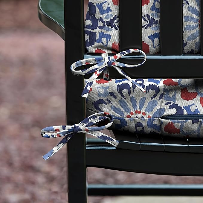 Arden Plush Indoor/Outdoor Rocking Chair Cushion Set, 18 x 20, Water Repellent, Fade Resistant, Tufted Cushion for Rocking Chairs Clark Blue