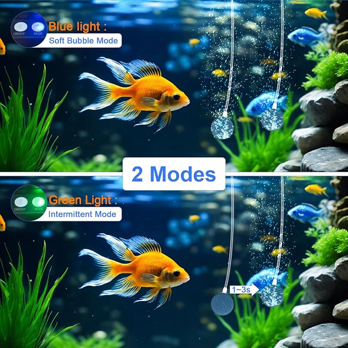 PChero Solar Pond Aerator, 2W & 2200mAh Solar Aquarium Air Pump with 2 Air Stone, 2 Modes Bubbler for Aquarium, Fish Tank, Outdoor Small Pond, Hydroponics