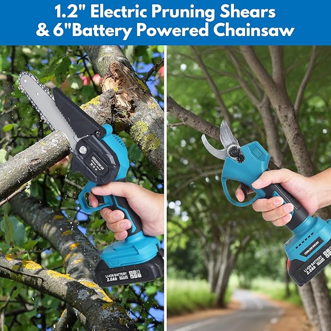 4-in-1 Cordless Pole Saw Pruning Set, For Tree Trimming and Garden Pruning, Chainsaw Gifts: Perfect for Men, Dads, Husbands, Fathers, and Gardeners