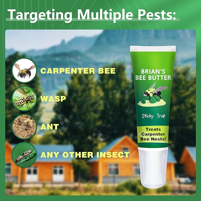 Carpenter Bee Traps for Outside, Brain's Bee Butter, 1 Pack Sticky Trap, Wood Bee Traps for Outside