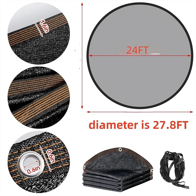 Pool Leaf Net Cover 24 ft Round, Fine Mesh Leaf Net for Above Ground Pool, Winter Pool Cover 24 ft Round Above Ground, Cover Size: 27-Feet Dia (Includes 3-feet Overlap)
