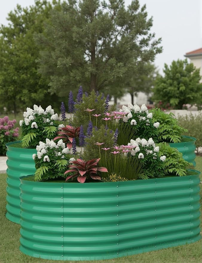 GarveeLife 6x3x2 ft 2-Pack Raised Garden Bed - Galvanized Steel Outdoor Planter Box for Vegetables, Flowers & Herbs - Durable Rust-Resistant Garden Box, Easy Assembly Raised Beds for Gardening,Green