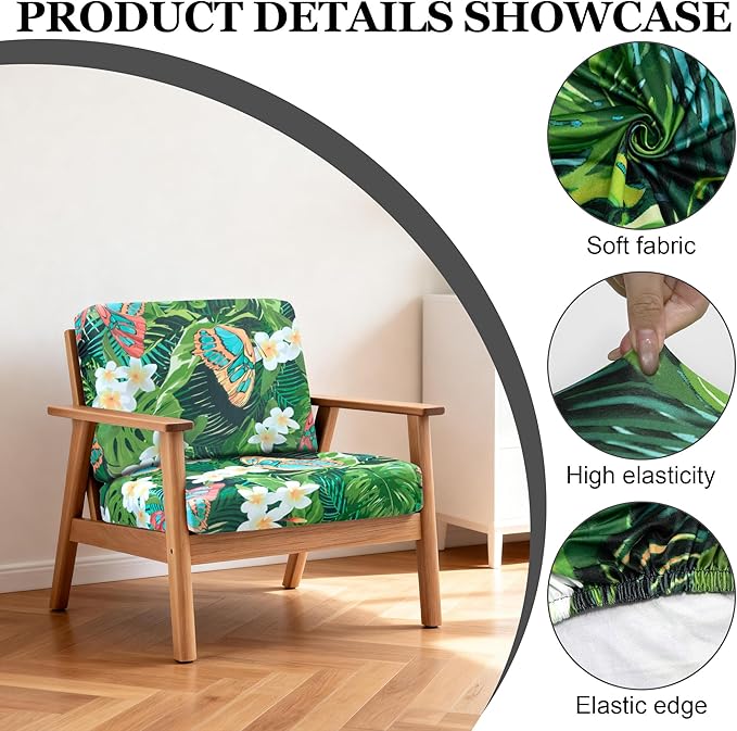 BIETYONE 4Pcs Patio Stretch Cushion Covers,Outdoor Sofa Replacement Cover Slipcovers for Patio Furniture Cushion Covers, Washable Reusable Furniture Protector