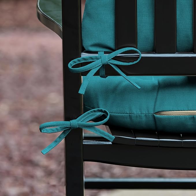 Arden Plush Indoor/Outdoor Rocking Chair Cushion Set, 18 x 20, Water Repellent, Fade Resistant, Tufted Cushion for Rocking Chairs Lake Blue Leala