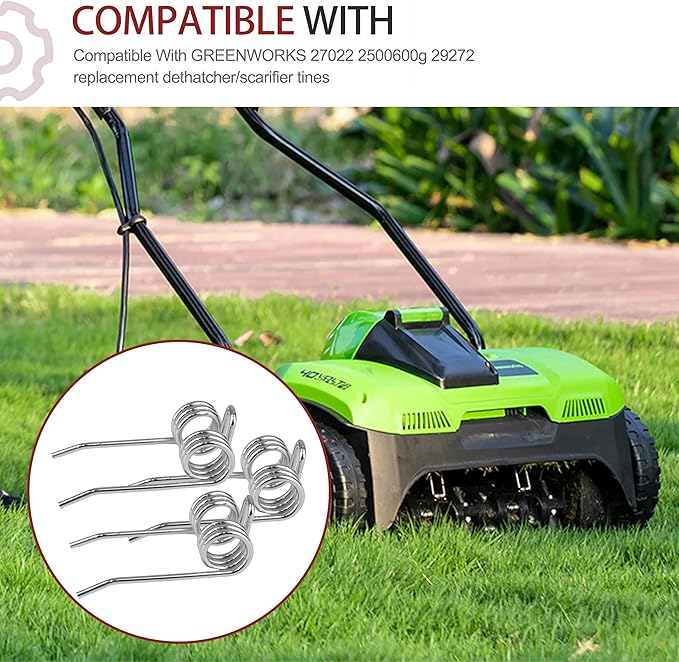 Durable Steel Dethatcher Tines for Replacement GreenWorks 2500600G 27022 29272 10 Amp 14" Corded Dethatcher(18-Pack)