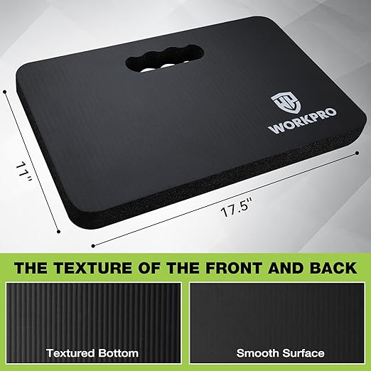 WORKPRO Extra Thick Kneeling Pad, 2-Pack, Soft NBR Foam Cushioning for Knee, Large Foam Kneeler Mat for Gardening, Bathing Baby, Exercise, Workout Supplies, 17.5 x 11 x 1.5 in, Black