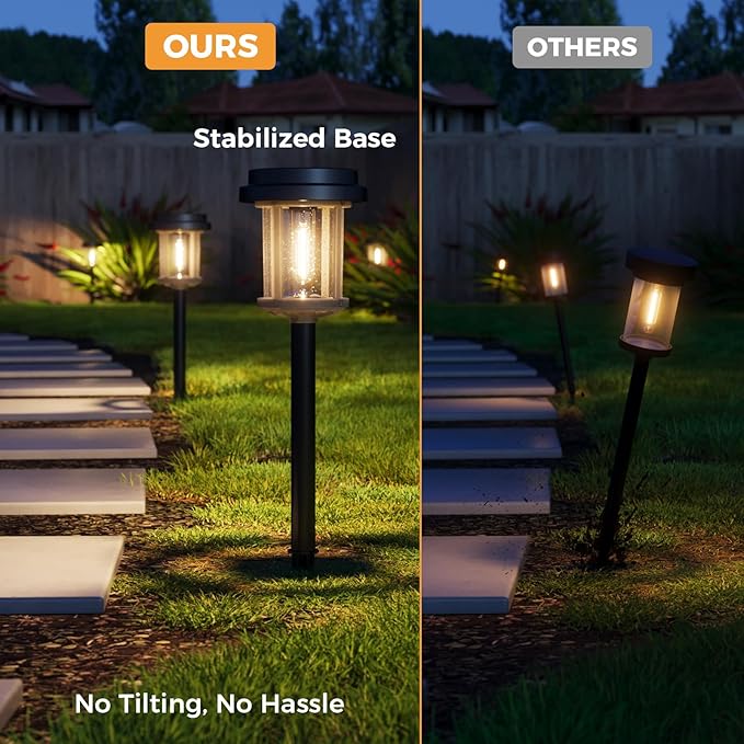 XMCOSY+ Solar Pathway Lights, 6 Pack Bright 20LM Solar Outdoor Lights, Solar Garden Lights with Metal Seeded Glass, Waterproof Landscape Lighting for Yard Path Lawn Walkway Driveway Backyard