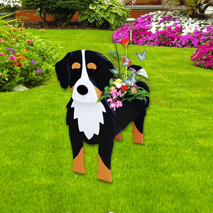 Bernese Mountain Dog Planter Plant Pots,Cute Dog Flower Planter,Gifts for Pet Lovers,Unique Animal Plant Pots,Office,Indoor Outdoor Garden Decor(9.45 * 5.75 * 12.2in)