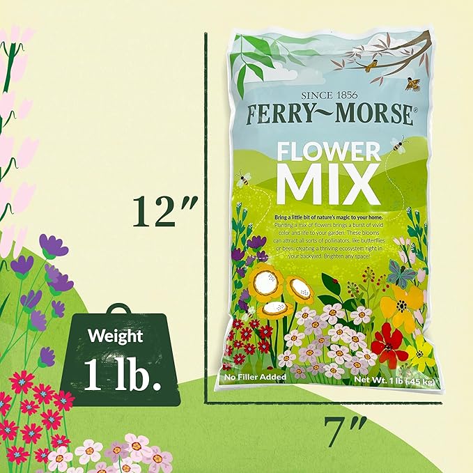 Ferry Morse Wildflower Seeds - All Purpose Sun-Shade, Non-GMO, Sun & Shade Mix - 1 lb - Other