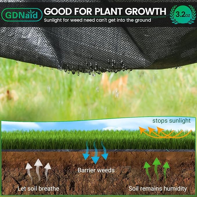 Weed Barrier Landscape Fabric 3.2oz Weed Barrier Fabric 3ft x 300ft Landscaping Fabric, Garden Weed Fabric for Gardening