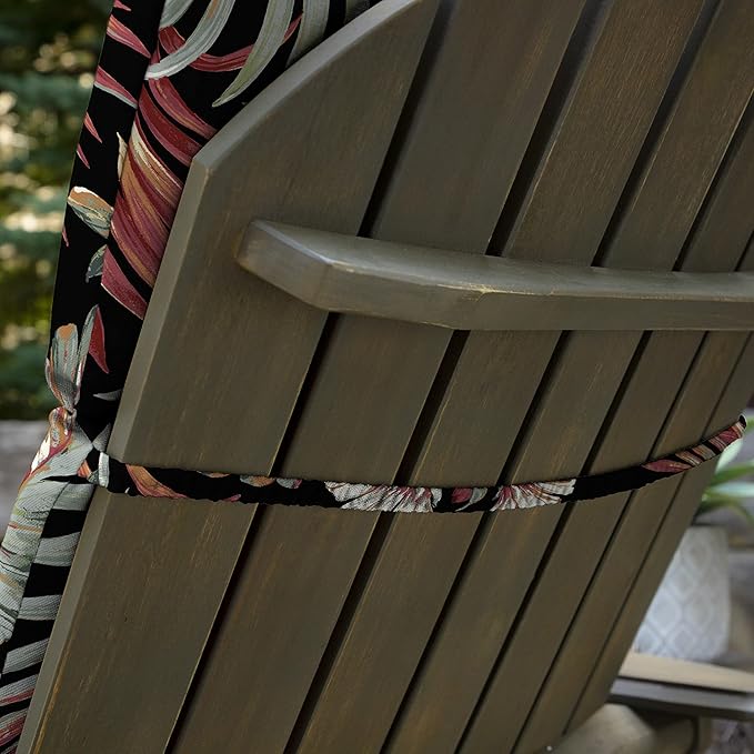 Arden Outdoor Adirondack or Rocking Chair Cushion, 20 x 17, Rain-Proof, Fade Resistant 17 x 20, Simone Black Tropical