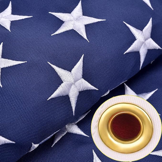 Premium American Flag Heavy Duty 10x15,TearProof & Waterproof High Wind Resistant Outdoor US Flag with Embroidered Stars,Sewn Stripes, Brass Grommets for All-Weather Durability Reinforced Long Lasting