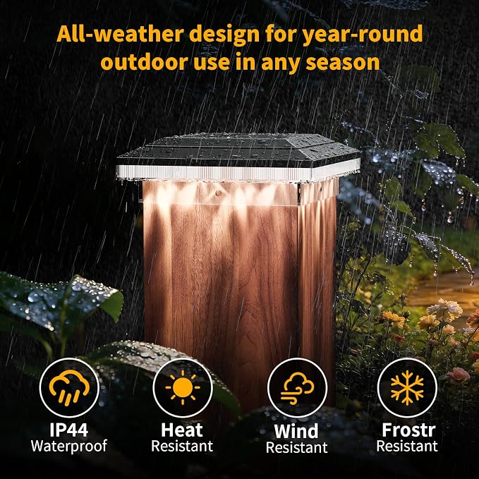 4x4 Solar Post Cap Lights Outdoor, 16 LED Fence Post Solar Lights with 3 Light Modes, Deck Post Lights Solar Powered Waterproof Fits 4x4 Posts Vinyl Wooden Posts for Deck Patio(Black, 2 Pack)