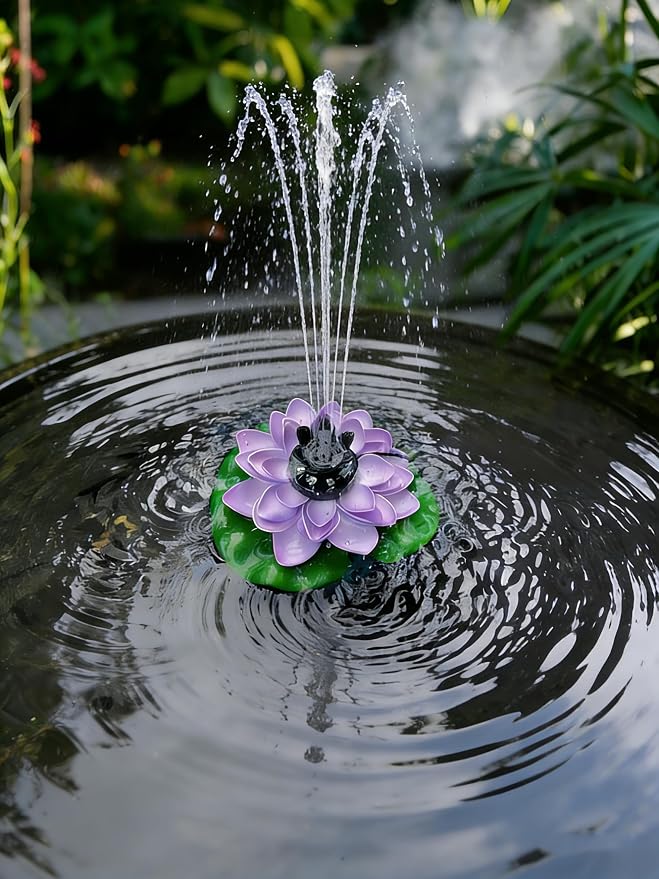 Solar Fountain Pump with 4400mA Battery Backup,Pond Pumps,Solar Bird Bath, Lily Pads for Ponds,8.5W Solar Panel,Pond Plants，Water Garden (White)